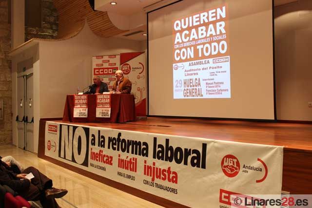 CCOO y UGT informan en Linares sobre la reforma laboral y la huelga general