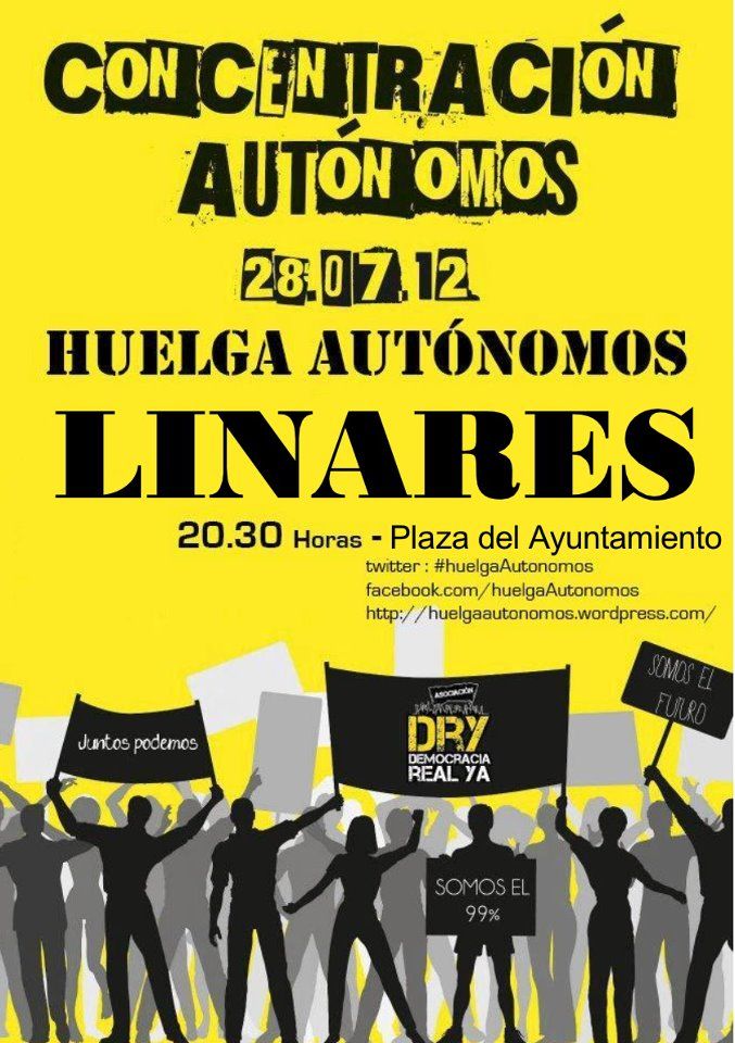 Promueven una concentración de protesta de autónomos para este sábado en Linares