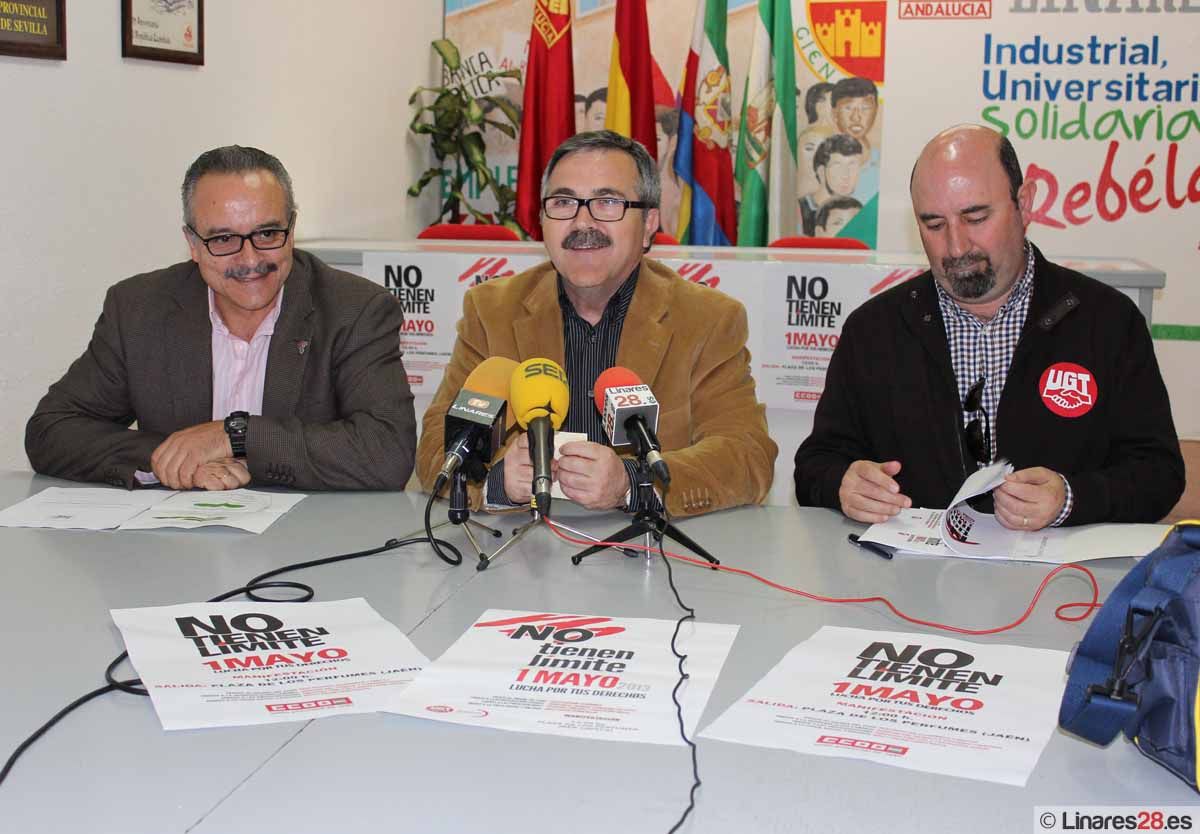 IU, UGT y CCOO llaman a los linarenses a la participación en la manifestación del «Primero de Mayo» en Jaén