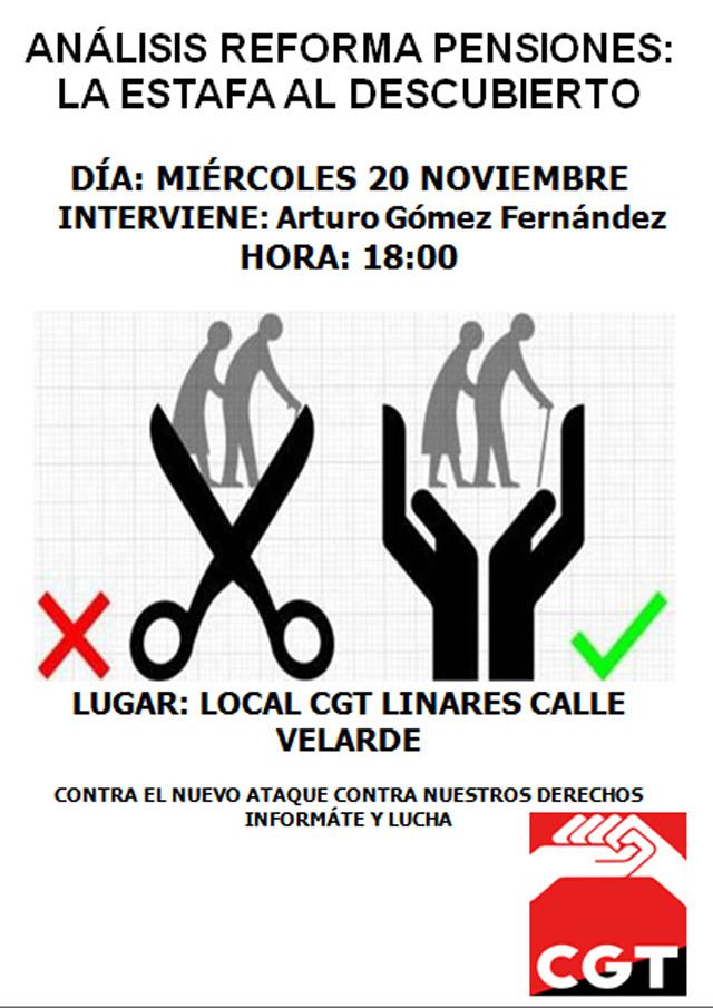 CGT organiza una charla sobre las Pensiones