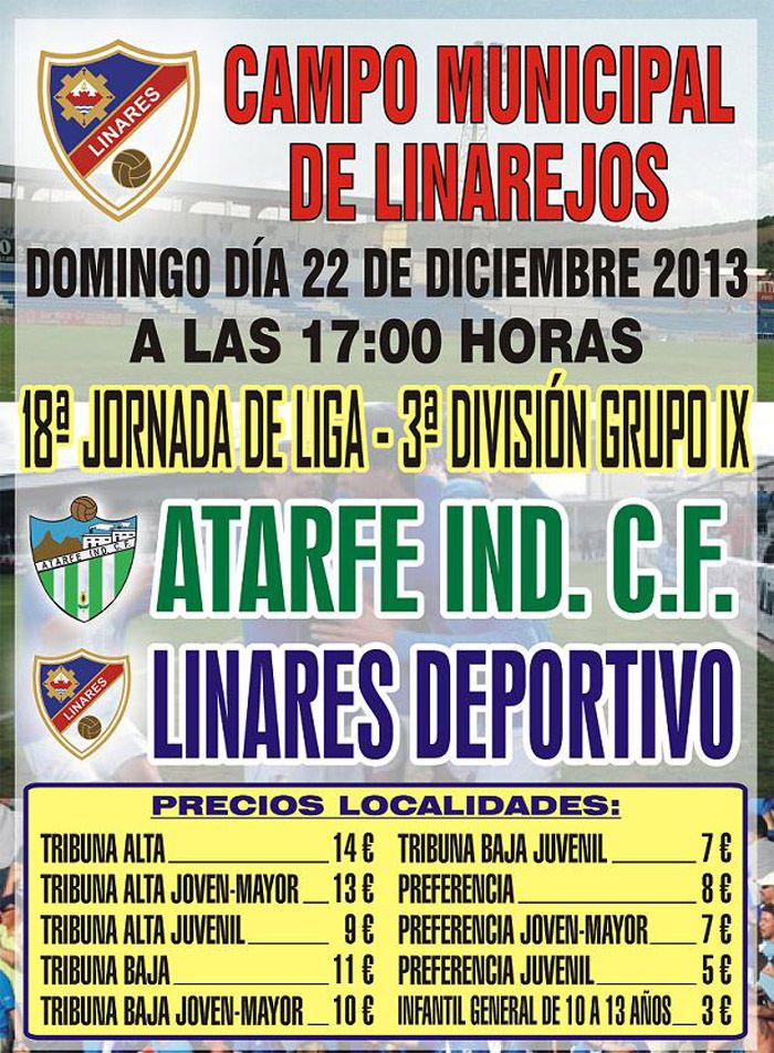 El Linares Deportivo juega hoy contra el Atarfe Ind. C.F.