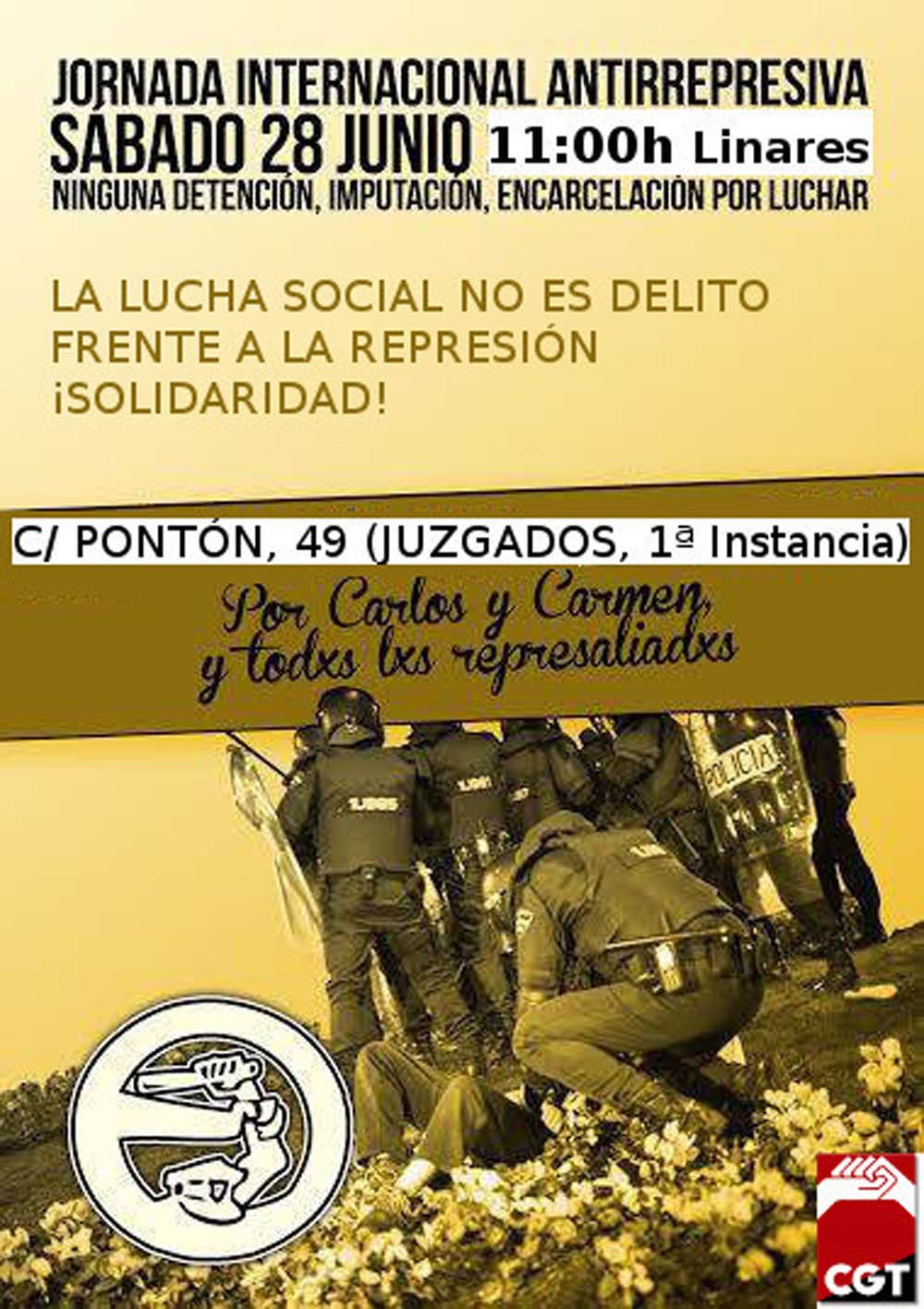 CGT organiza una concentración a las puertas de los Juzgados de Linares