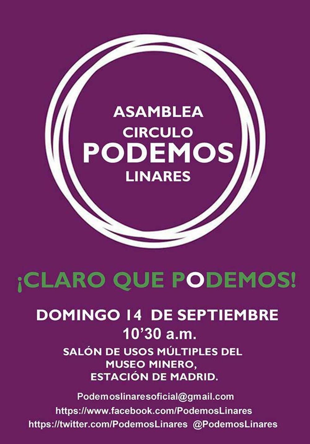 Podemos Linares celebra una asamblea este domingo