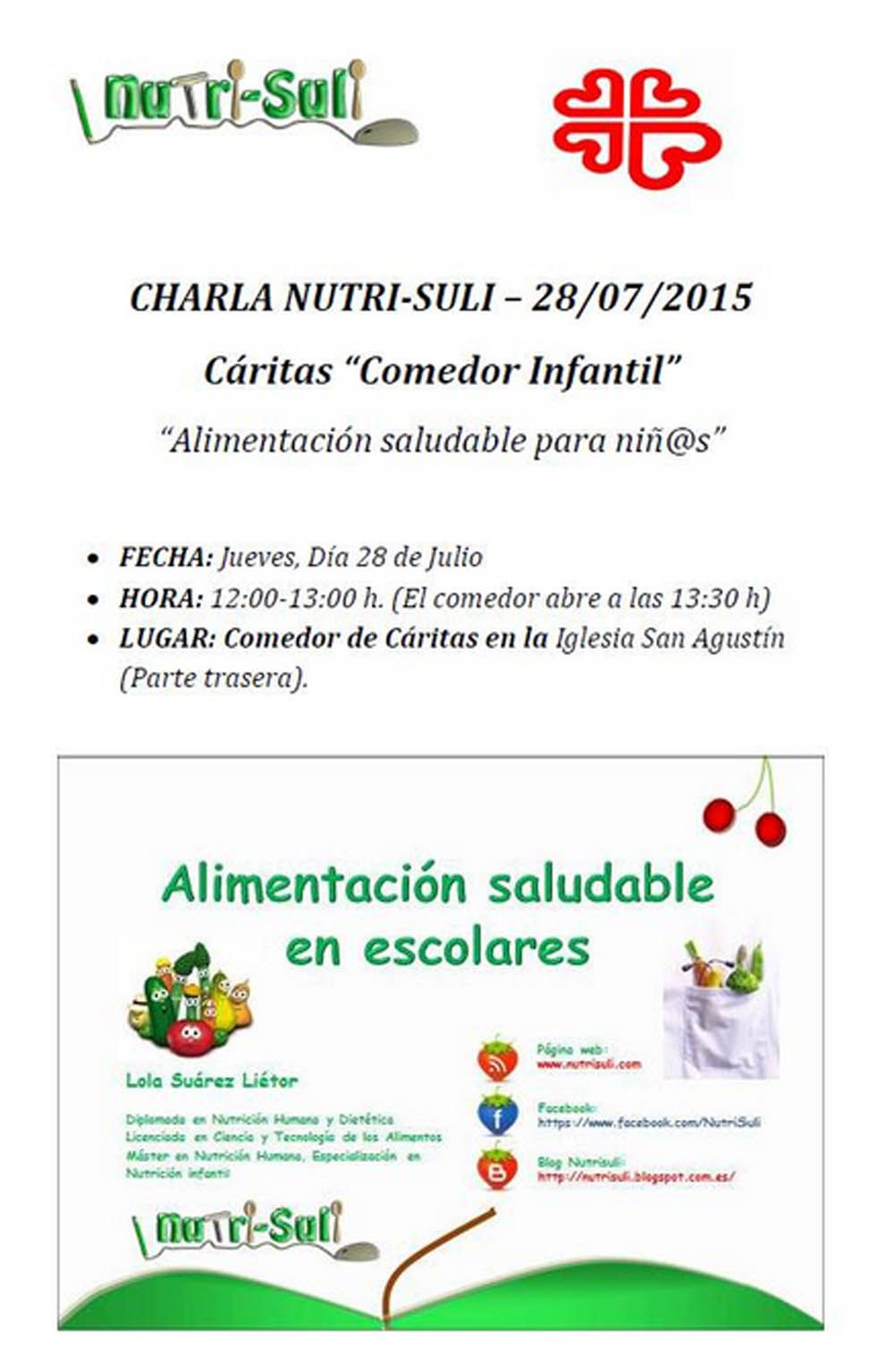 Charla sobre nutrición infantil en el Comedor de Cáritas