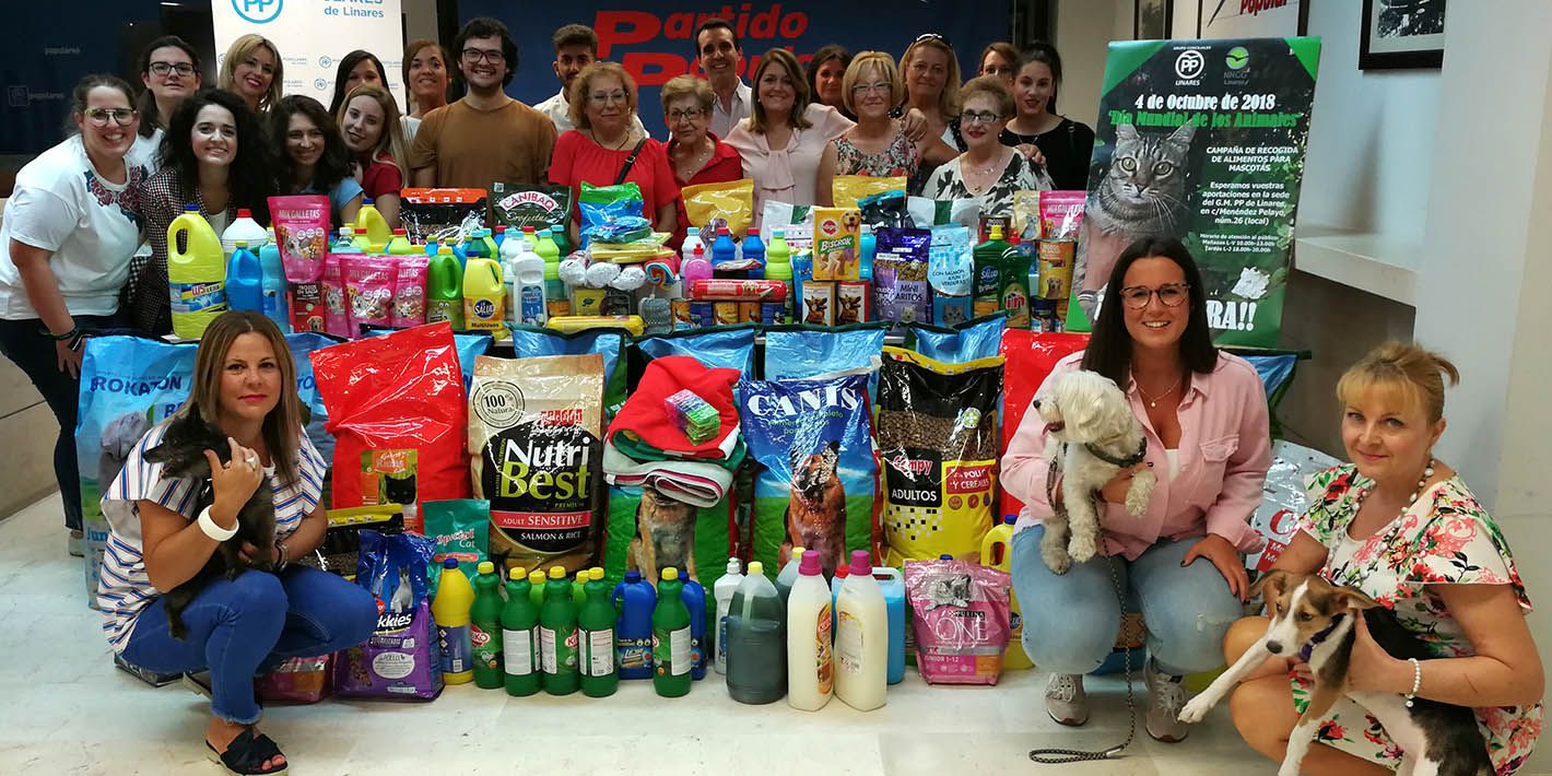 Nuevas Generaciones de Linares concluye con éxito la campaña de recogida de alimentos para mascotas